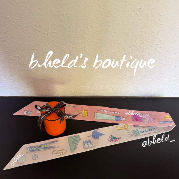 Hermès In the Pocket Twilly in Rose Poudre / Bleu Ciel / Vert Brand New NWT - Picture 4 of 16